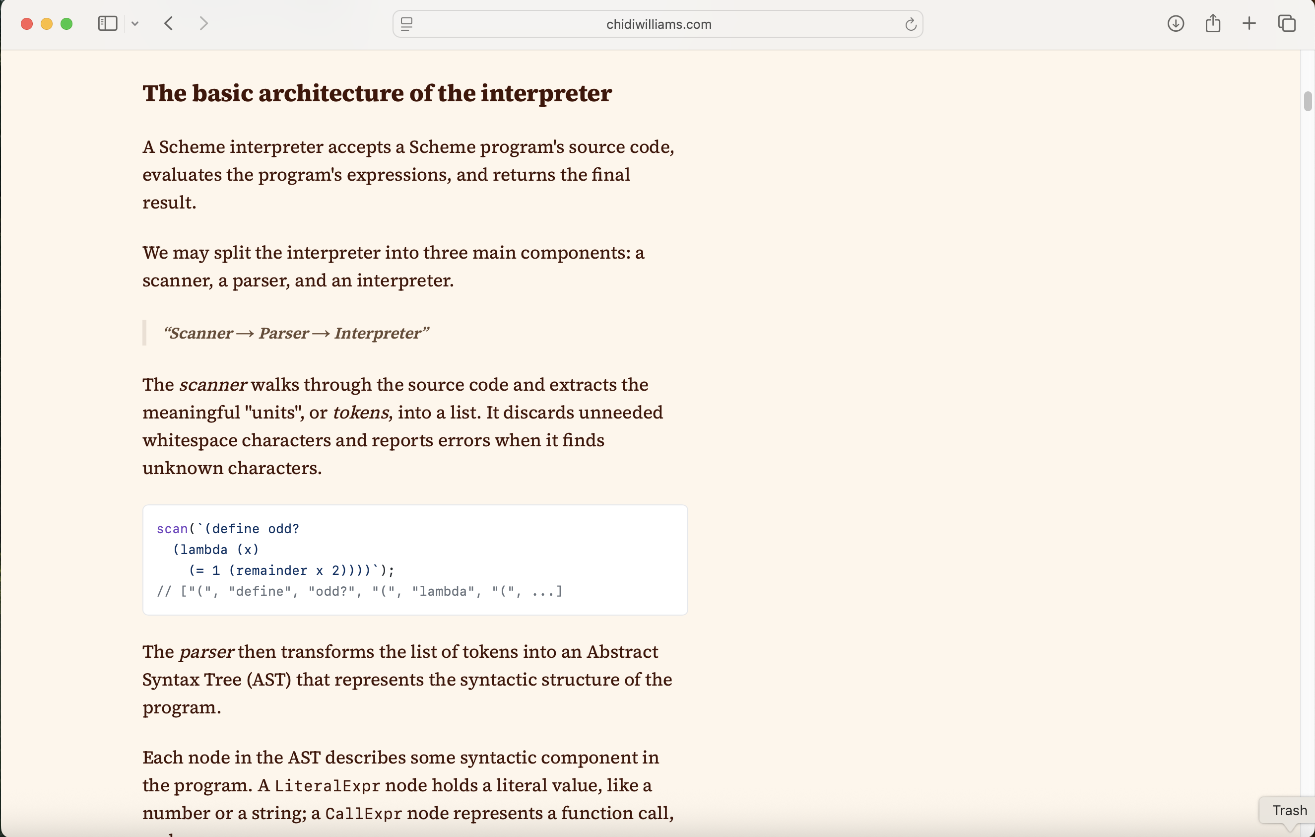 The basic architecture of the interpreter